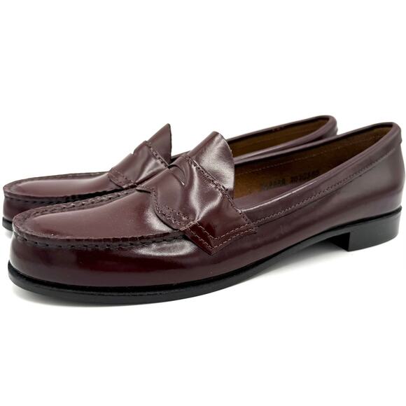 Bass Weejuns Women’s 9.5 AAAA Burgundy Leather Penny Loafers Made in USA - Picture 3 of 13